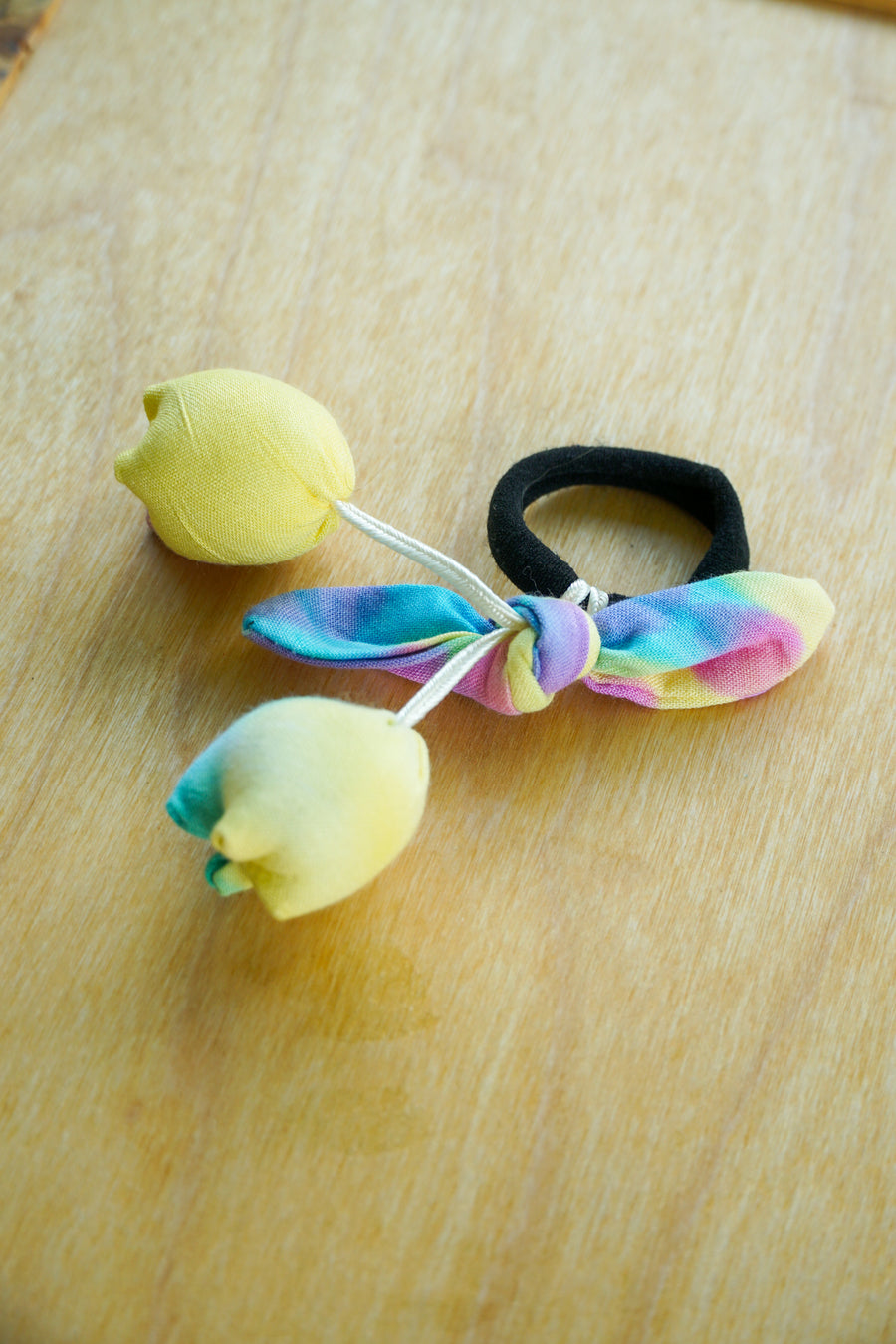 Yellow Pastel Tie-Dye Tulip Hair Tie