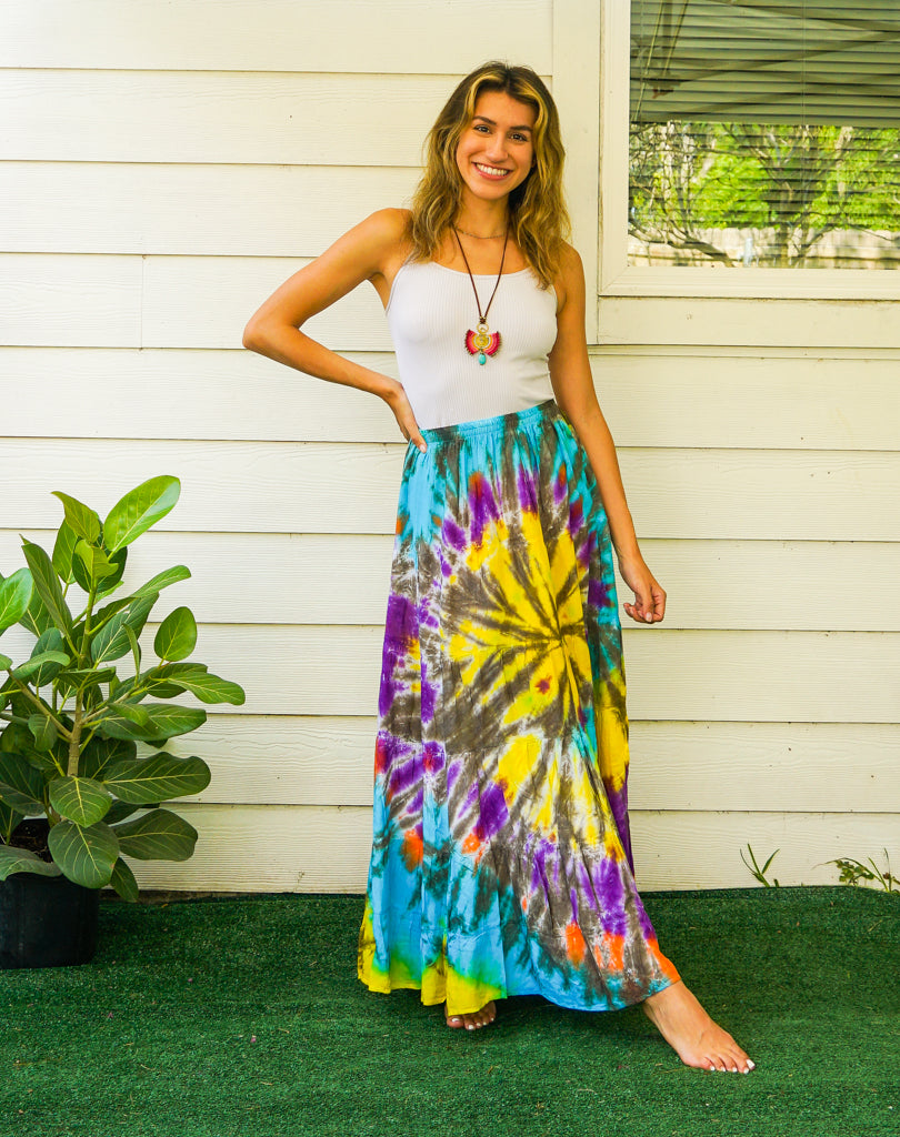 Summer Solstice Hand Dyed Tiered Maxi Skirt