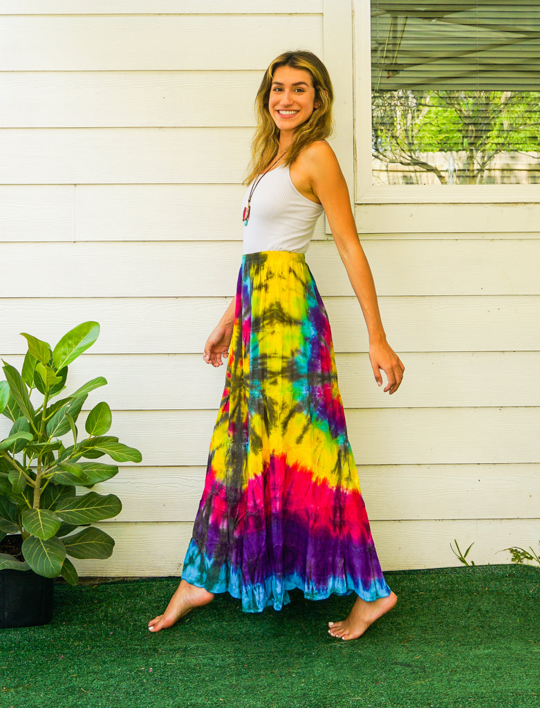 Wild Sunshine Hand Dyed Tiered Maxi Skirt