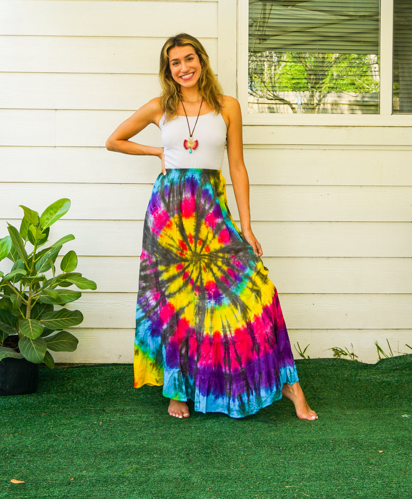 Wild Sunshine Hand Dyed Tiered Maxi Skirt