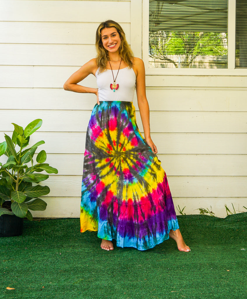 Wild Sunshine Hand Dyed Tiered Maxi Skirt