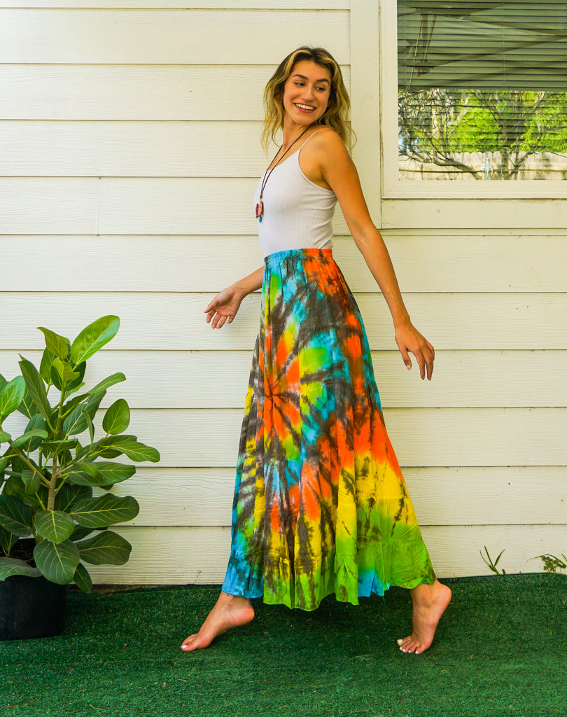 Summer Rhythm Hand Dyed Tiered Maxi Skirt