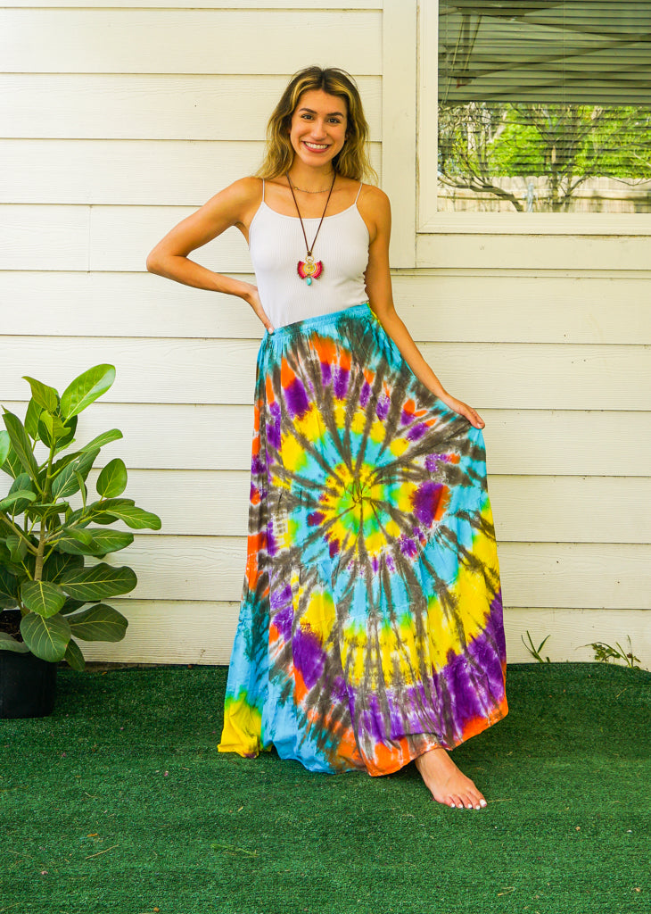 Barefoot Boho Hand Dyed Tiered Maxi Skirt