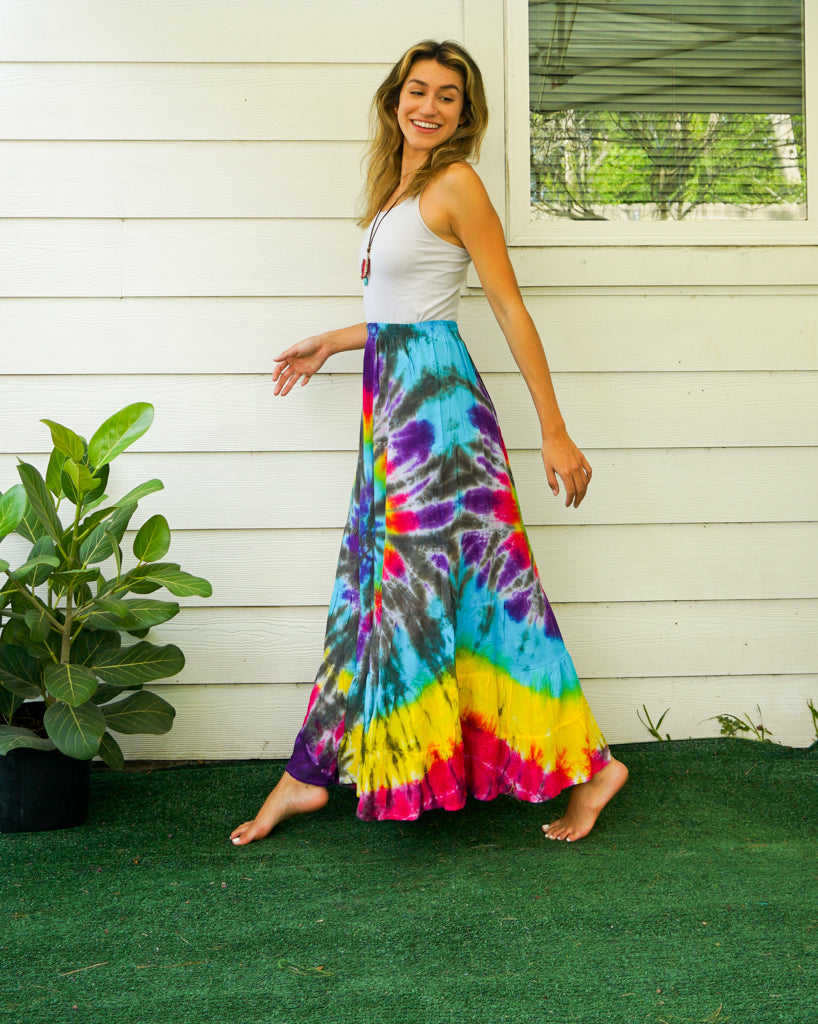 Boho Hippie Dream Hand Dyed Tiered Maxi Skirt