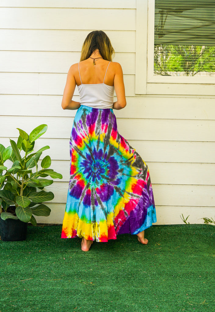 Boho Hippie Dream Hand Dyed Tiered Maxi Skirt