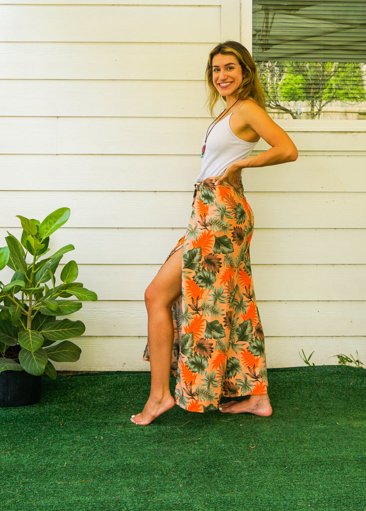 Tropical Hibiscus Palazzo Wrap Pants