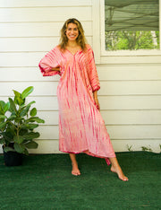 Rosewood Ripple Tie-Dye Kaftan
