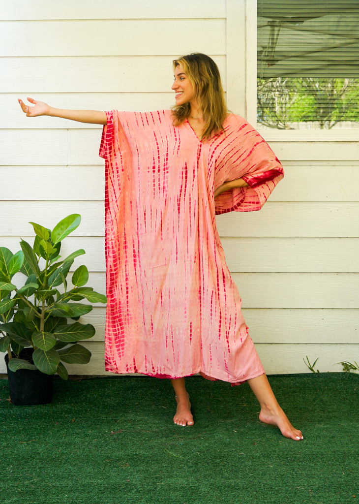 Rosewood Ripple Tie-Dye Kaftan