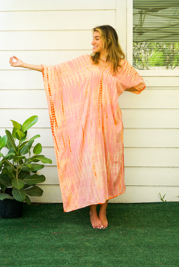 Peach Sunrise Tie-Dye Kaftan
