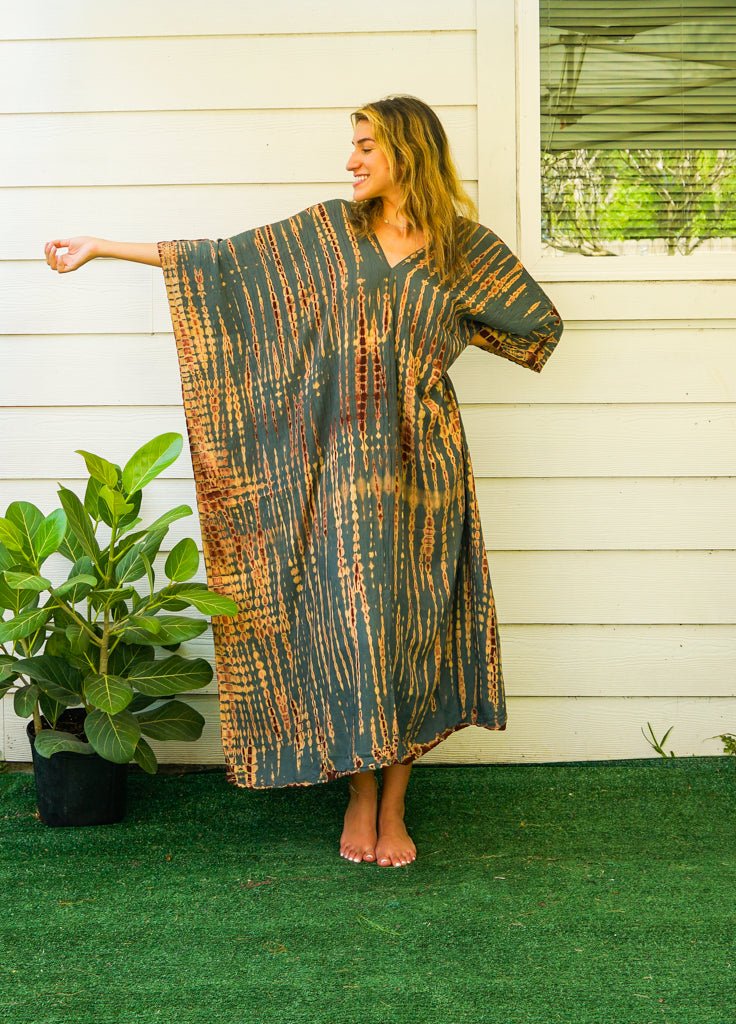 Earthy Ember Tie-Dye Kaftan