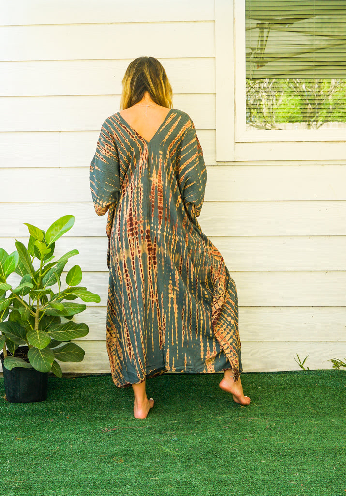Earthy Ember Tie-Dye Kaftan