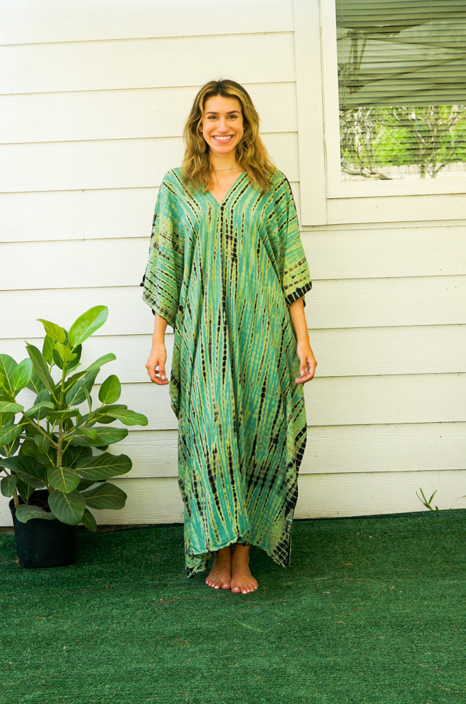Emerald Meadow Tie-Dye Kaftan