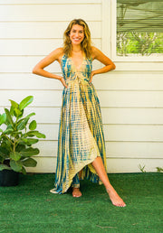 Ocean Meadow Hand-Dyed Wrap Maxi Dress
