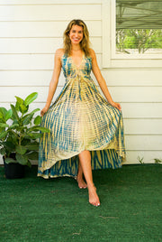 Ocean Meadow Hand-Dyed Wrap Maxi Dress