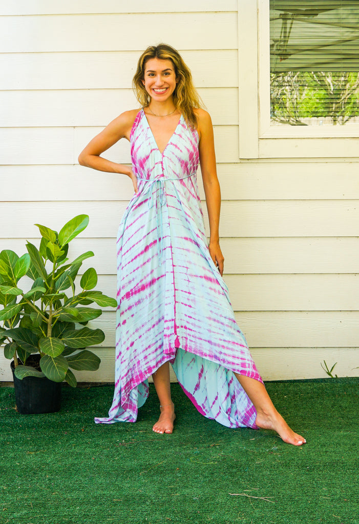Petal Breeze Hand Dyed Boho Maxi Dress