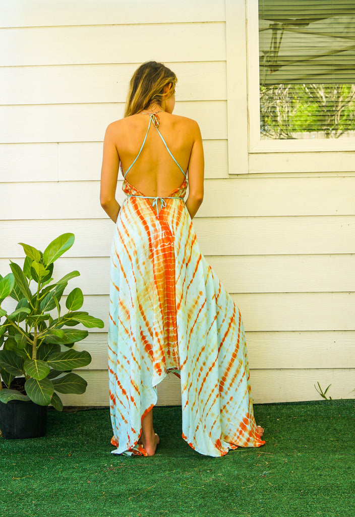 Coral Reef Hand-Dyed Maxi Dress