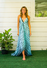 Aqua Drift Hand Dyed Boho Maxi Dress