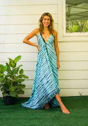 Aqua Drift Hand Dyed Boho Maxi Dress