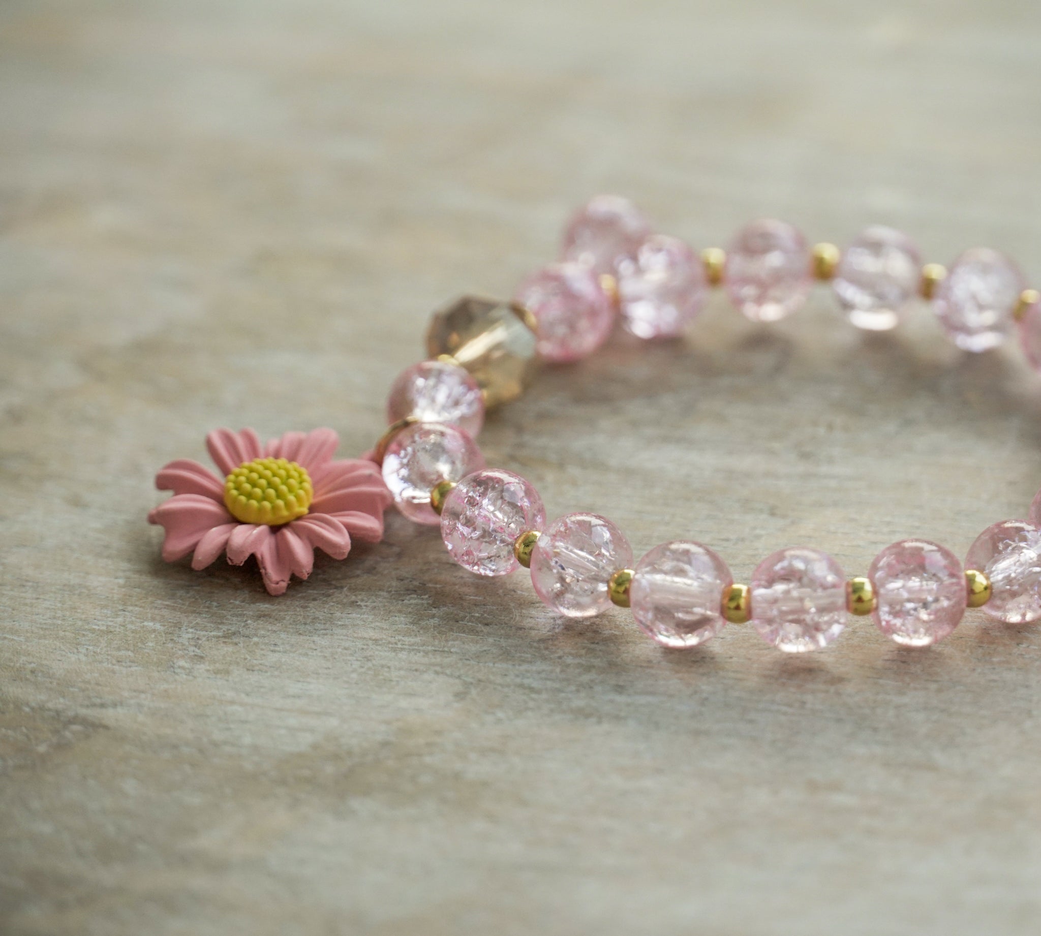 Blush Daisy Charm Bracelet