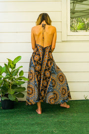 Midnight Amber Goddess Boho Maxi Dress