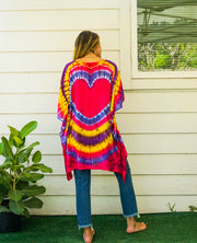 Fiery Heart Hand Dyed Tunic Kaftan Blouse Oversize Top