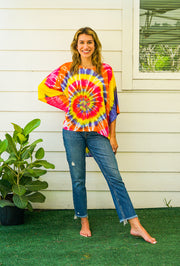 Sunrise Burst Hand Dyed Tunic Kaftan Blouse Oversize Top