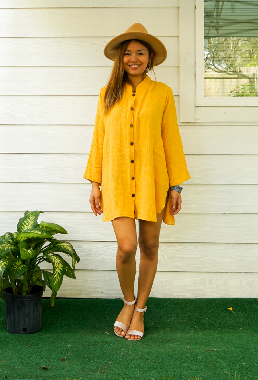 Mustard Double Gauze Top