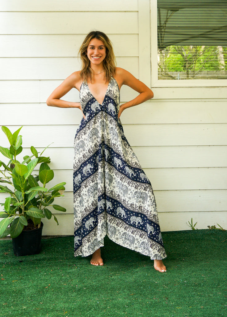 Indigo Elephant Goddess Maxi Dress
