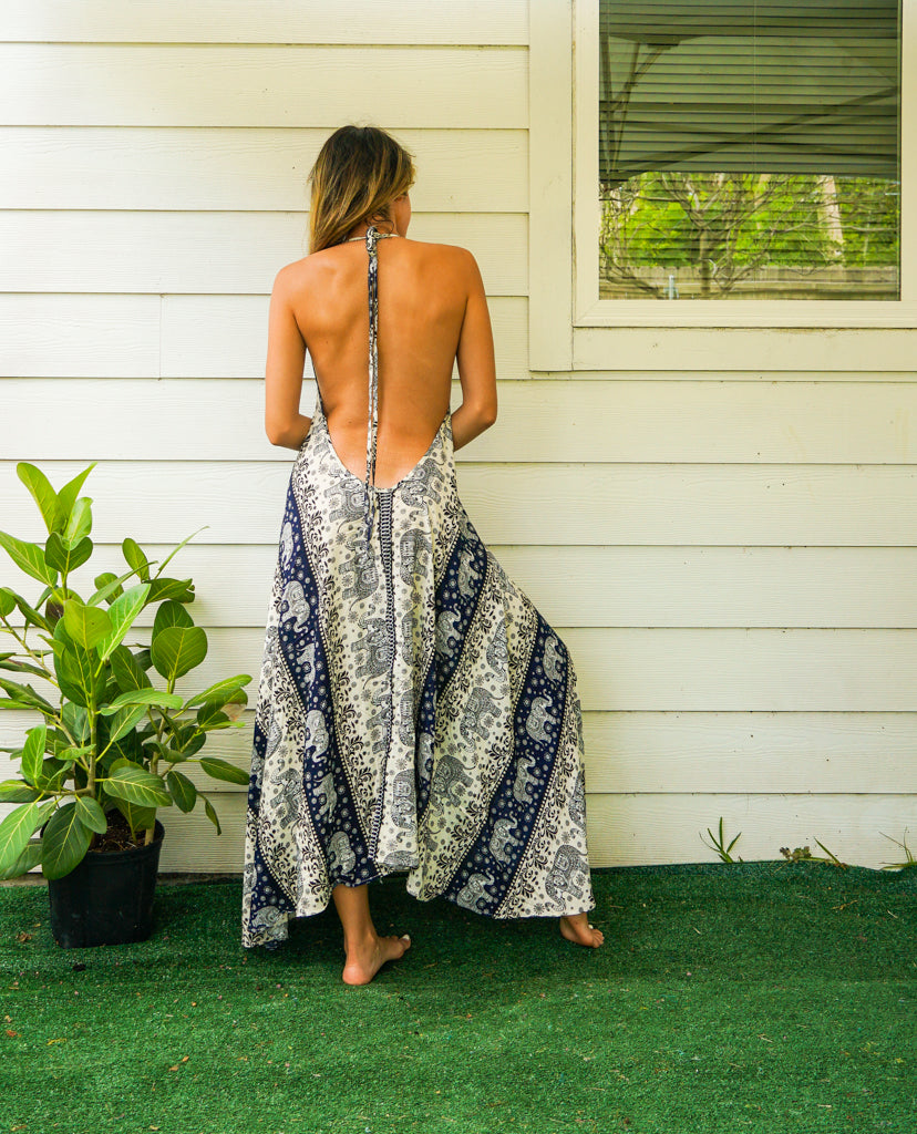 Indigo Elephant Goddess Maxi Dress