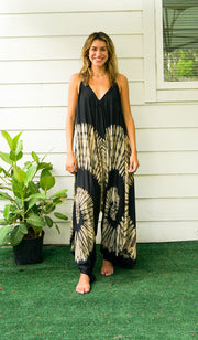 Midnight Sandstone Hand Dyed Wide Leg Boho Hippie Jumpsuits Rompers Pants