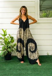 Midnight Sandstone Hand Dyed Wide Leg Boho Hippie Jumpsuits Rompers Pants