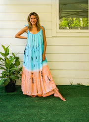 Sunset Bliss Hand Dyed Tiered Maxi Dress