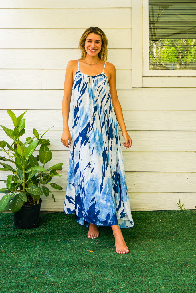 Ocean Breeze Hand Dyed Tiered Maxi Dress