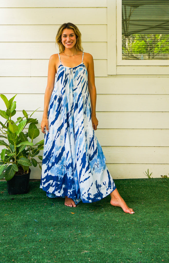 Ocean Breeze Hand Dyed Tiered Maxi Dress
