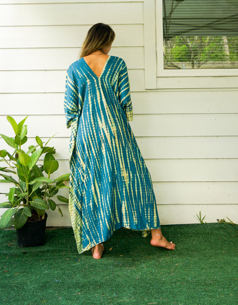 Seafoam Drift Shibori Kaftan