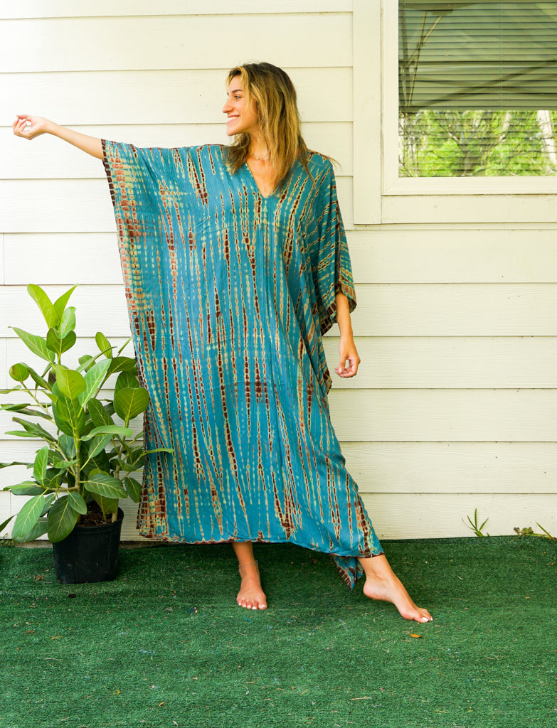 Teal Earth Tie-Dye Kaftan