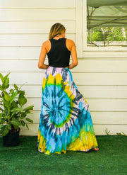 Ocean Sunrise Hand Dyed Tiered Maxi Skirt