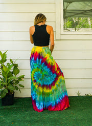 Spiral Waves Hand Dyed Tiered Maxi Skirt