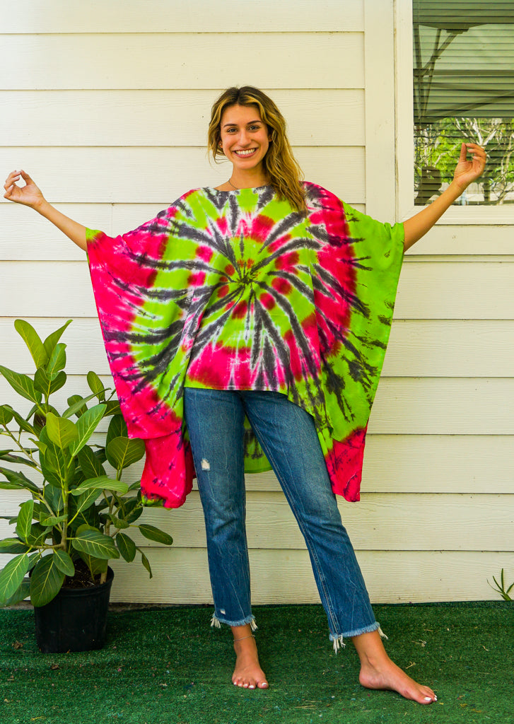 Garden Bloom Hand Dyed Tunic Kaftan Blouse Oversize Top