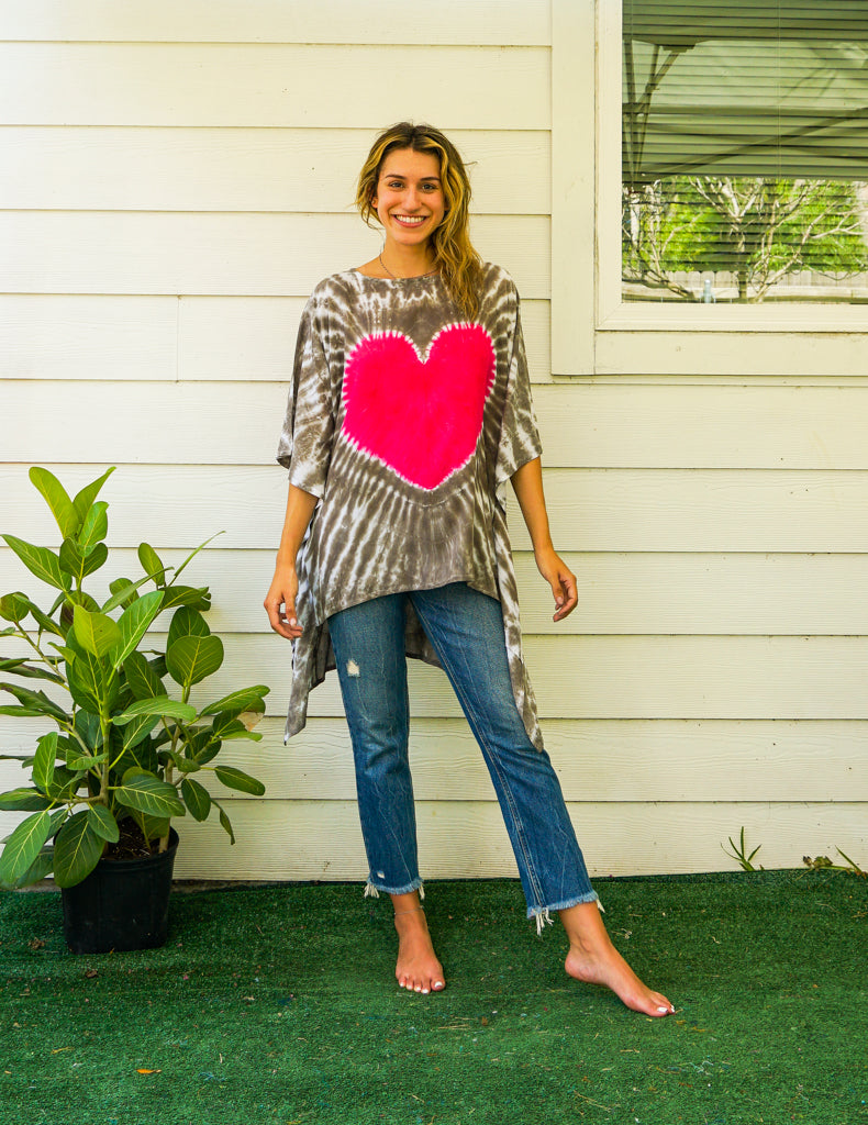 Earthy Heart Hand Dyed Tunic Kaftan Blouse Oversize Top