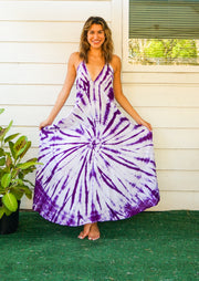 Purple Starburst Tie Dye Maxi Dress