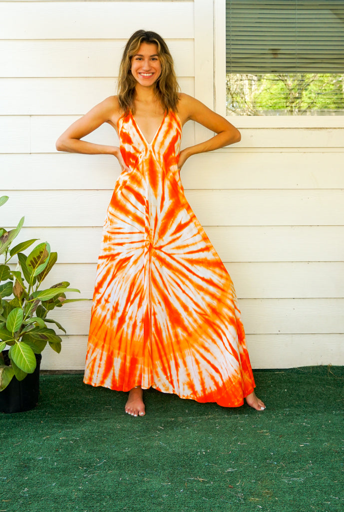 Sunburst Orange Tie Dye Maxi Dress