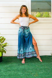 Teal Peace Palazzo Wrap Pants