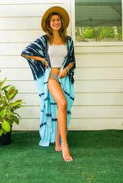Slate Gray Ombre Tie Dye Kimono Robe