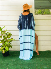 Slate Gray Ombre Tie Dye Kimono Robe