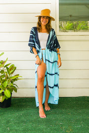 Slate Gray Ombre Tie Dye Kimono Robe