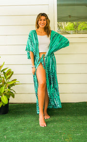 Emerald Tie Dye Kimono Robe