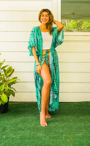 Emerald Tie Dye Kimono Robe