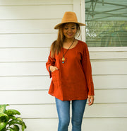 Terracotta Drift Gauze Top