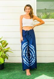 Indigo Spiral Palazzo Wrap Pants